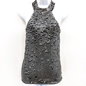 Luchini Black Sequin High Neck Tank Top